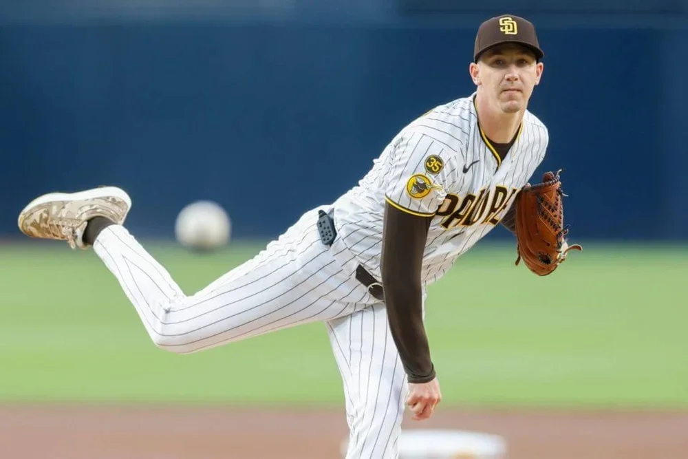San Diego Padres starting pitcher Walker Buehler throws a pitch against the Chicago Cubs on April 28, 2026, in San Diego